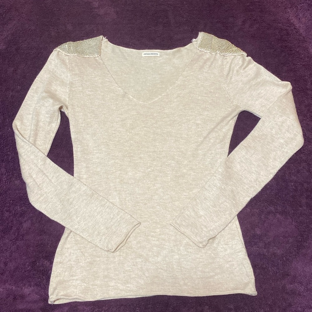 Vintage Dressing Cream Long Sleeve Top-Size Small/Medium